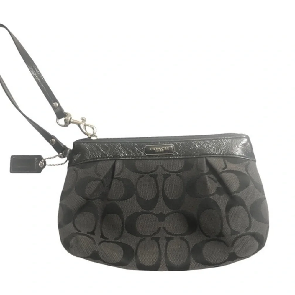 Coach black signature wristlet
